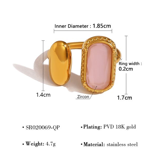 Retro Simple Geometric Zircon Ring Fashion Niche Design Creative French Pink Zircon Set_ipsvogv.com