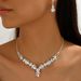 Trendy Jewelry Exquisite Crystal Rhinestone Necklace Earrings Dress Two-Piece Set_ipsvogv.com