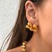 Spot Fashionable Niche INS Titanium Vintage Peach Heart Embossed Symmetrical Versatile Earrings_ipsvogv.com