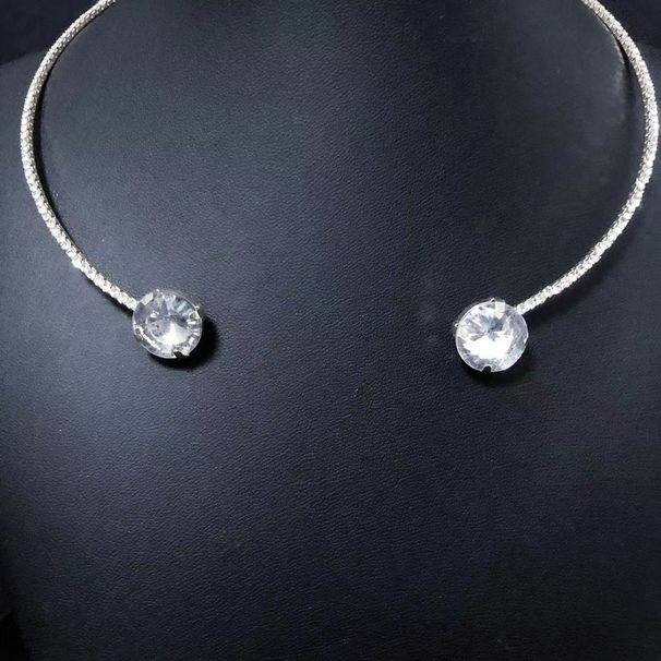 Personalized fashion accessories simple exaggerated geometric rhinestone CHOKER necklace_ipsvogv.com