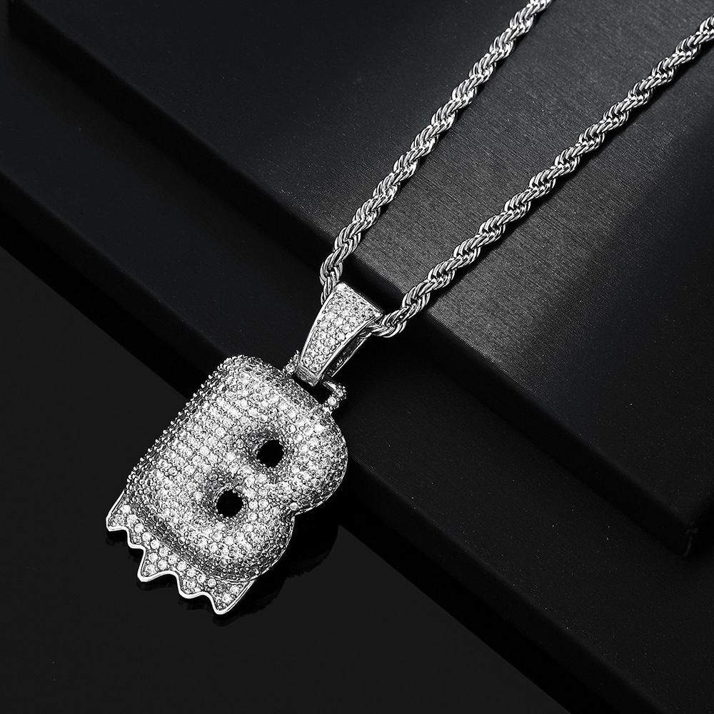 New Copper Set Zircon Full Diamond 26 Large Letter Necklace, Personalized Hip Hop Fashion Accessories For Trendy People_ipsvogv.com
