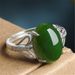 New Creative Green Agate Open Simple Diamond-Encrusted Ring Unisex Chalcedony Silver Jewelry_ipsvogv.com