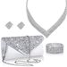Luxurious atmosphere super flash geometric full diamond collar set multi row diamond necklace earrings bracelet versatile evening bag_ipsvogv.com