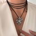 Unisex Gold Plated Titanium Steel 200CM Flower Stacking Retro Flower Leather Rope Necklace_ipsvogv.com