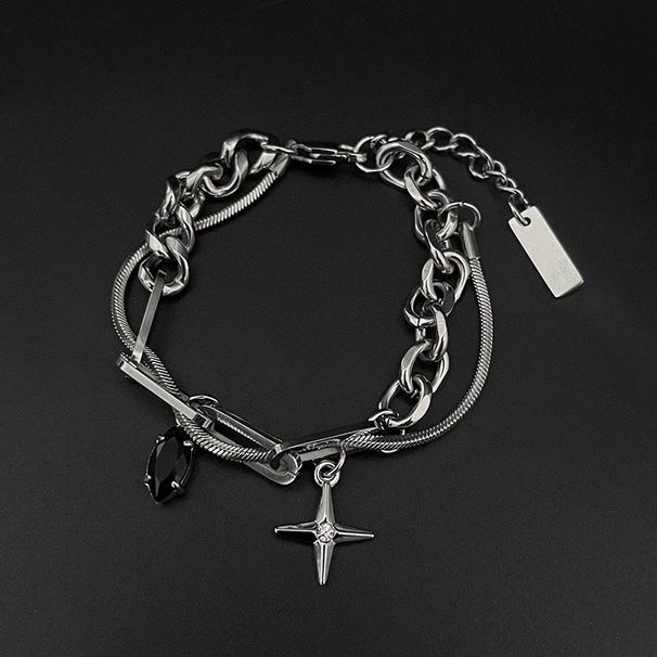 Starlight Black Bracelet For Men Titanium Steel Non-Fading 2023 New Korean And Japanese Style Simple Jewelry_ipsvogv.com