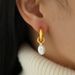 Women's Jewelry Gentle Temperament Retro C Shaped Geometric Small Simple Earrings Titanium Steel Earrings Female Rubber Bead Earrings_ipsvogv.com
