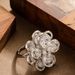 Korean Version Of Super Fairy Exquisite And Timeless Fashionable Diamond Inlaid Flower Opening Adjustable Ring For_ipsvogv.com