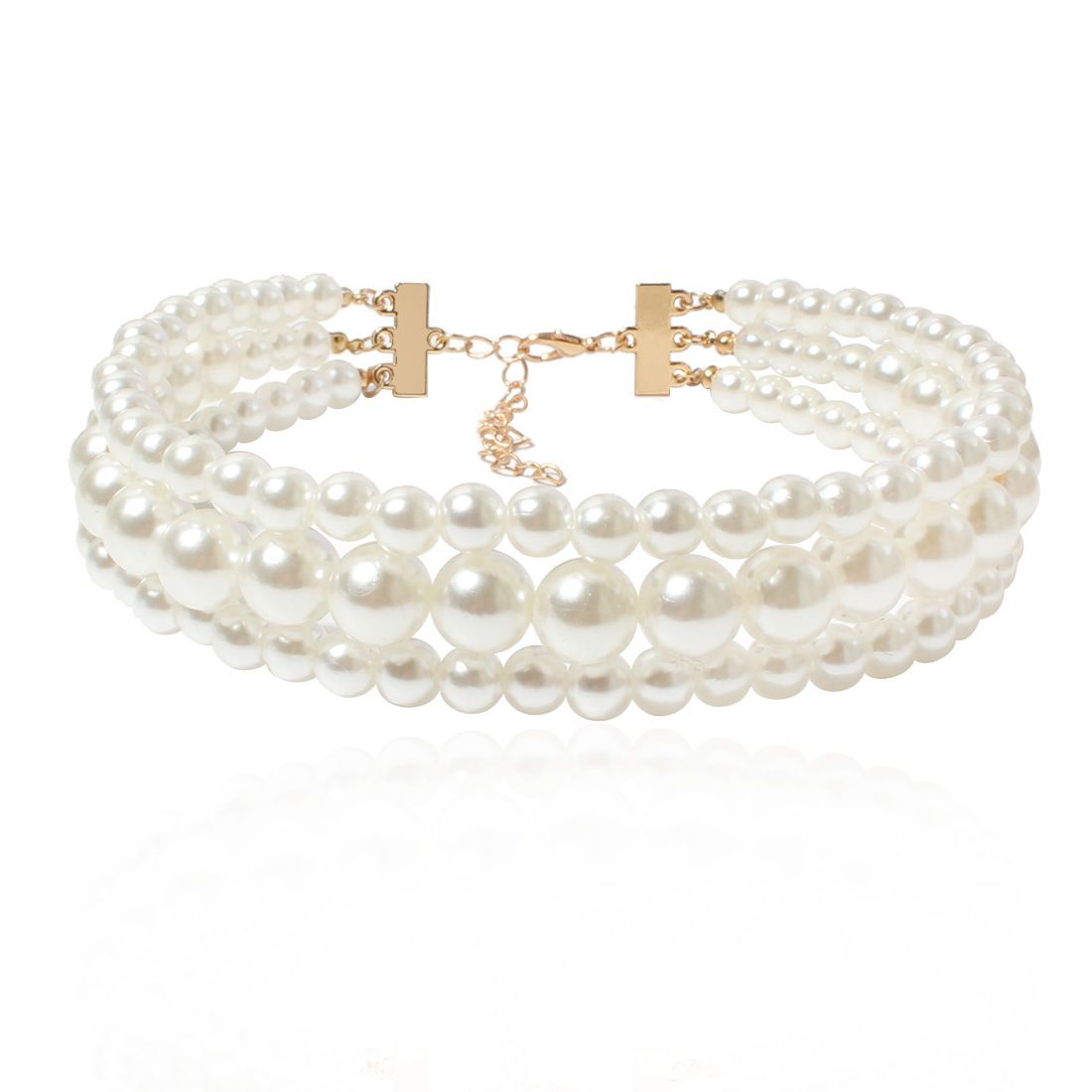 Bohemian Style Exaggerated Pearl Multi Layer Necklace Jewelry Fashion Short Collar Necklace_ipsvogv.com