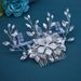 Bride Handmade Elegant Bridal Hair Comb With Crystal Leaves And Flowers - Handcrafted Wedding Hair Accessory For Women, Silver And Gold_ipsvogv.com