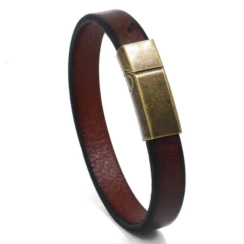Men Jewelry Punk Brown Braided Leather Bracelet for Stainless Steel Magnetic Clasp Fashion 20.5cm Bangles Gifts_ipsvogv.com