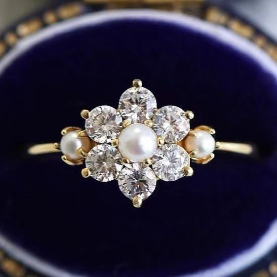 Sanjie Xiyin's New Minimalist Women's Pearl Rhinestone Ring, Creative And Fashionable Instagram Ring Batch_ipsvogv.com