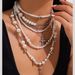 retro multi layer pearl handmade choker necklace cold personality rivet pendant necklace_ipsvogv.com