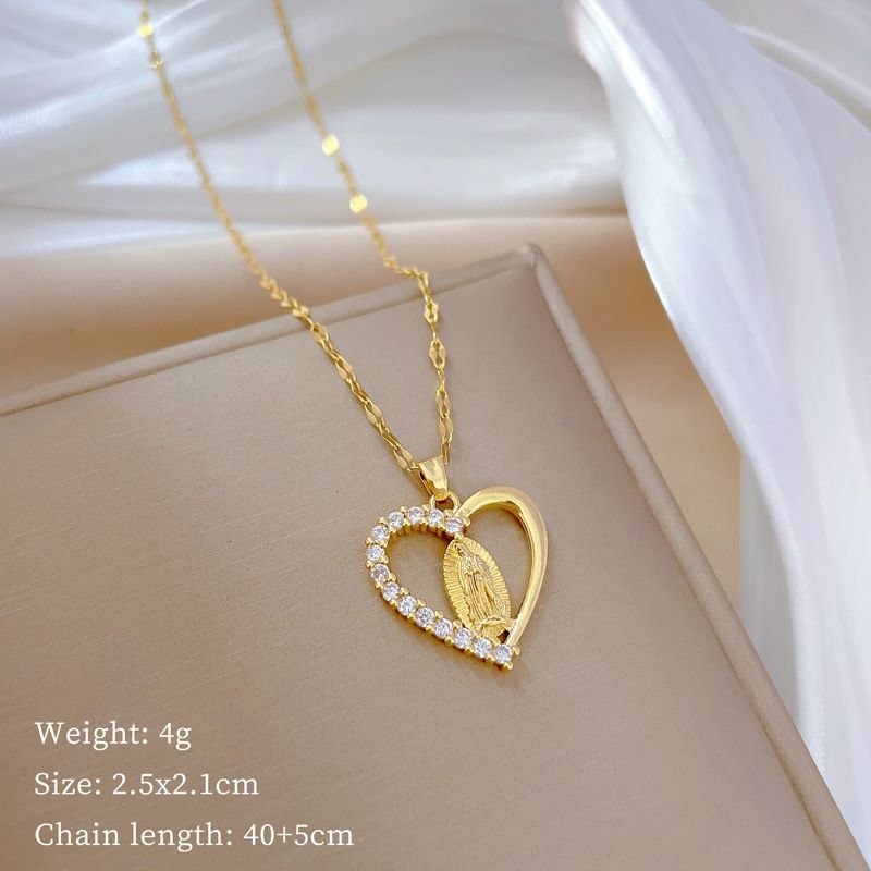 Love 【 】 Head Light Luxury Charm Gorgeous Full Diamond Necklace Women's Versatile Clavicle Titanium Steel Chain 【 】_ipsvogv.com