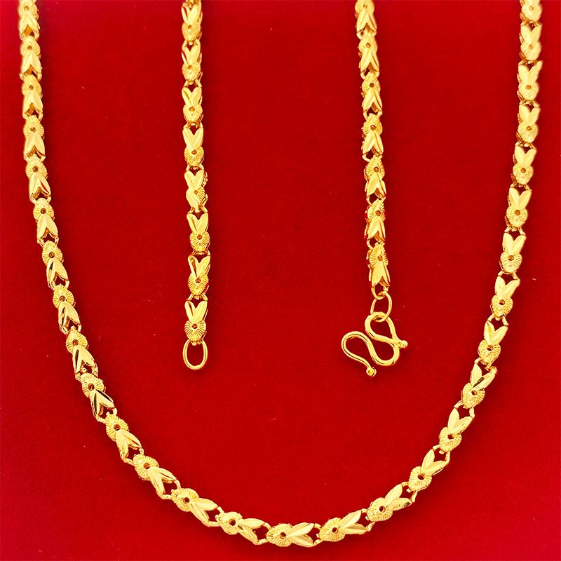 Vietnamese Sand Gold Rabbit Necklace 45cm Men and Women Gold plated Thick Necklace Couple Style Long lasting Colorfast_ipsvogv.com