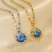 New Blue Diamond Planet Necklace, Titanium Steel, Simple Elegant Korean Edition, Versatile, Trendy Internet Celebrity,_ipsvogv.com