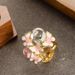 French Elegant Oil Drop Flower Zircon Open Ring Female Light Luxury Fashion High End Fat Hand Adjustable Index Finger Ring_ipsvogv.com