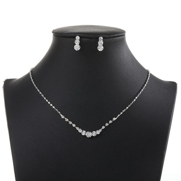 Rhinestone Set Earrings Copper Pendant Necklace For Women Ins Simple Internet Celebrity Clavicle Chain Choker Jewelry Trend_ipsvogv.com