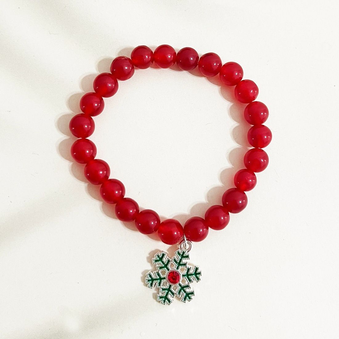 Handcrafted Christmas Beaded Bracelet With Natural Stones - Festive Tree, Snowman & Holiday Charm Design - Unisex Jewelry For Holiday Gifting_ipsvogv.com