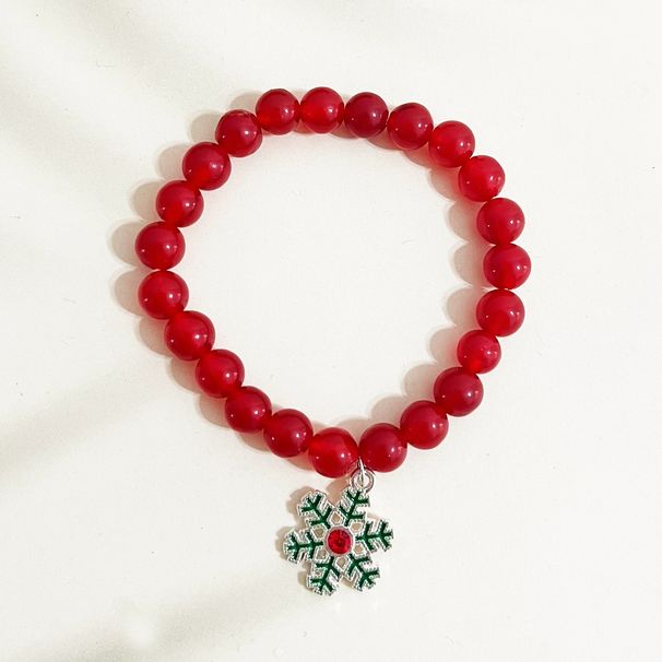 Handcrafted Christmas Beaded Bracelet With Natural Stones - Festive Tree, Snowman & Holiday Charm Design - Unisex Jewelry For Holiday Gifting_ipsvogv.com