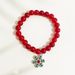 Handcrafted Christmas Beaded Bracelet With Natural Stones - Festive Tree, Snowman & Holiday Charm Design - Unisex Jewelry For Holiday Gifting_ipsvogv.com