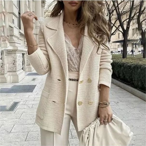 Women's Clothing Short Casual Knitted Tops Long Sleeve Jacket Coat_ipsvogv.com