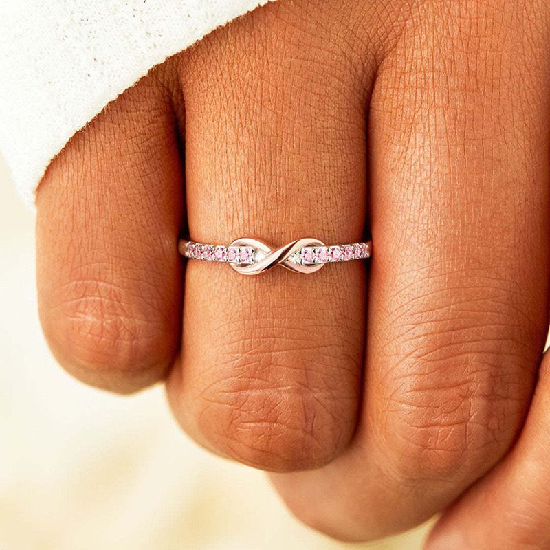 S925 Sterling Silver Ring Female Summer High Grade Retro Infinite Loop 8 Shaped Diamond Bow Two Color Ring_ipsvogv.com