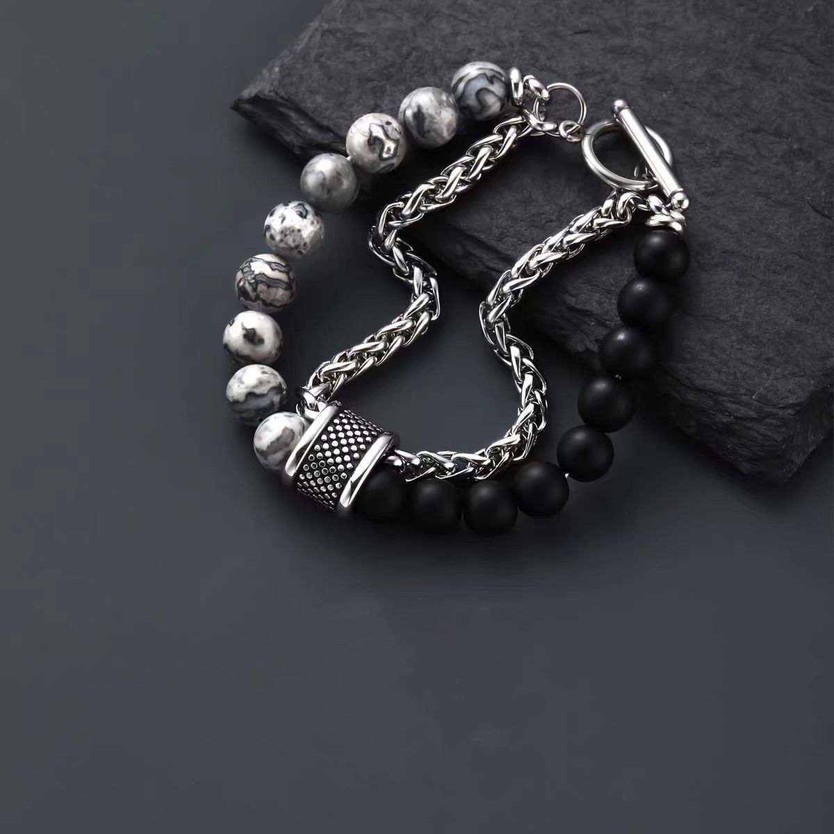 Tiger Eye Stone Luck Beads Titanium Steel Bracelet Men's Non Fading Personality Versatile Women's High End Handmade Accessories Bracelet_ipsvogv.com