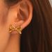 Hot Selling Real Gold Brass Electroplating Small Fresh Sweet Cute Versatile Bow Earrings_ipsvogv.com