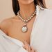Cyberpunk Style Detachable Metal Semi-circular Pendant Necklace With Exaggerated Beaded Neck Chain Choker_ipsvogv.com