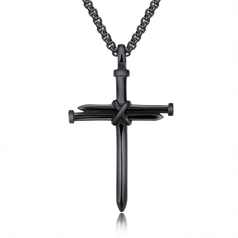 Necklace Titanium Steel Cross Necklace classic simple versatile stainless steel nail Pendant_ipsvogv.com