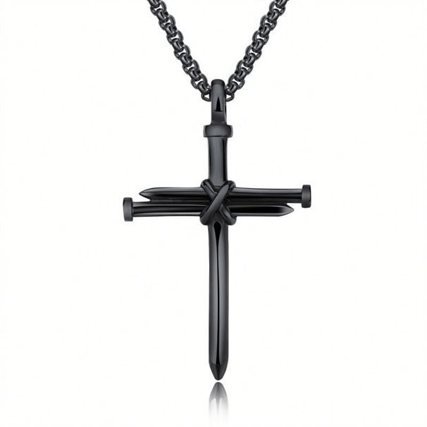 Necklace Titanium Steel Cross Necklace classic simple versatile stainless steel nail Pendant_ipsvogv.com