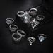 Retro Diamond Carved Starry Sky Gemstone 11 Piece Combination Set Ring_ipsvogv.com