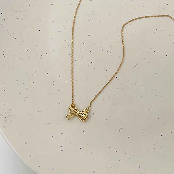Hollow Necklace For Women, Light Luxury Niche Design, Heart Ribbon Bowknot Collarbone Chain, Stainless Steel Choker_ipsvogv.com