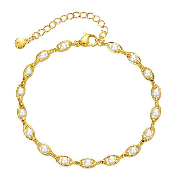 Brass Plated K Real Gold Small Jewelry Synthetic Pearl Bracelet Elegant Ins Style Textured Hand Jewelry_ipsvogv.com