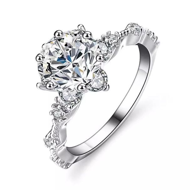 S Pure Silver Classic Sunflower Six Claw, Mosang Stone Women's Light Luxury and High end, New Style Seeking Wedding_ipsvogv.com