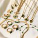 Women's Jewelry Set Fashion Retro Style Green Zircon Series Necklace Earrings Bracelet Ring Temperament Ladies Stainless Steel Jewelry_ipsvogv.com