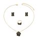 Fashion OL niche flower ring earring set, versatile rose design, long necklace jewelry_ipsvogv.com