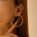 Brass plated K real gold minimalist hoop personality earrings hiphoop glossy circle metal texture earrings_ipsvogv.com