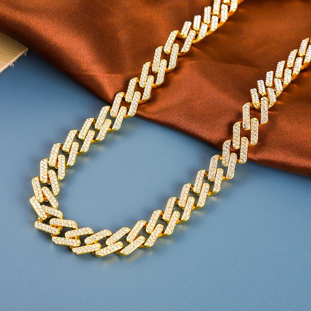 Fashionable And Personalized Street Hip-hop Single Row Diamond Cuban Necklace_ipsvogv.com