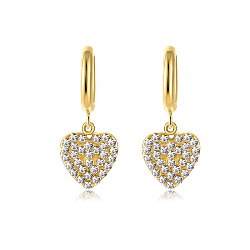 ins style full diamond love titanium steel earrings female high grade exquisite butterfly earrings star earrings stainless steel ear buckles_ipsvogv.com