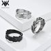 Retro neutral style leaf titanium steel ring niche personality wheat ear pattern stainless steel hand jewelry_ipsvogv.com