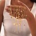 Women's Jewelry Gold Stainless Steel Heart Tassel Necklace Clavicle Chain Hollow Zirconia Jewelry_ipsvogv.com