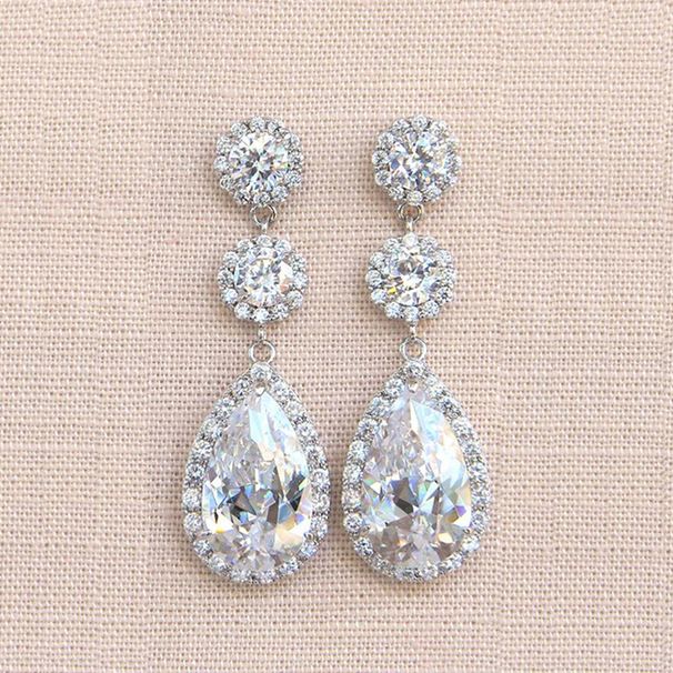 Cao Shi's New Water Drop Zircon Super Sparkling Bridal Female Romantic Wedding Earrings Jewelry_ipsvogv.com