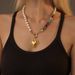 True Gold Stainless Steel Heart-shaped Sun Pendant, Colorful Glass Bead Necklace, Popular_ipsvogv.com