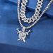 Double Sword Lion Head Zinc Alloy Pendant Fashionable Hip Hop Style Full Diamond Cuban Chain Exaggerated Men's Necklace_ipsvogv.com