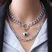 Personalized Punk Long Neck Accessory For Women, Simple Multi-layer Geometric Double-layer Peach Heart Necklace_ipsvogv.com