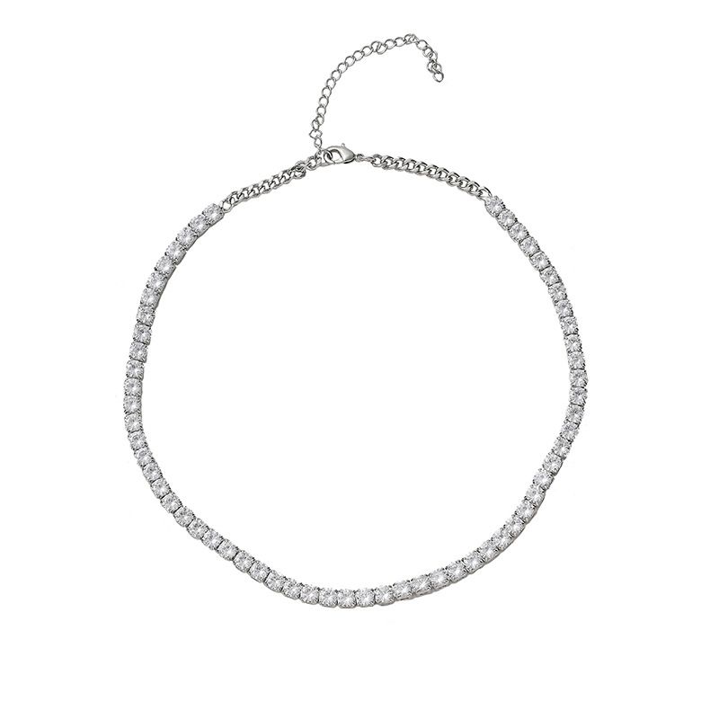Women’s Jewelry Set Fashion Zircon Necklace Ins Minimalist Cold Style Jewelry Tennis Necklace Temperament Zircon Necklace Female Clavicle Chain_ipsvogv.com