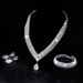 Light luxury water drop pendant zircon necklace earrings rhinestone 4 piece set evening bag bride wedding dress accessories_ipsvogv.com