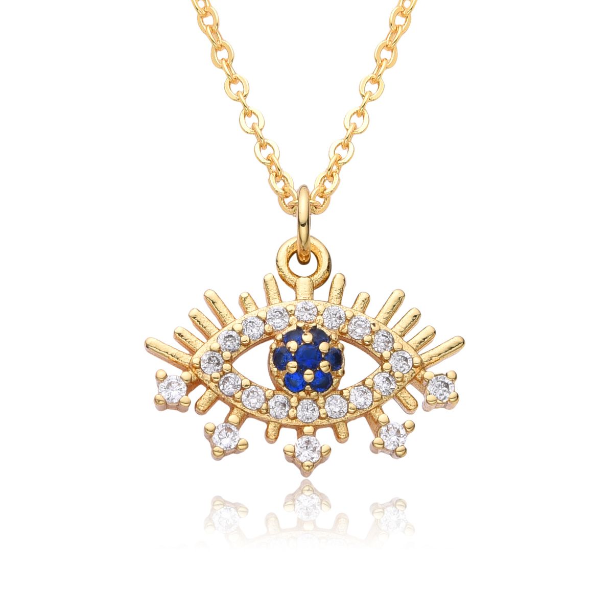 Devil's Eye Pendant Necklace - Micro Inlaid Zircon Geometric Design, Fashionable Clavicle Chain For Women, All-Match Statement Jewelry_ipsvogv.com