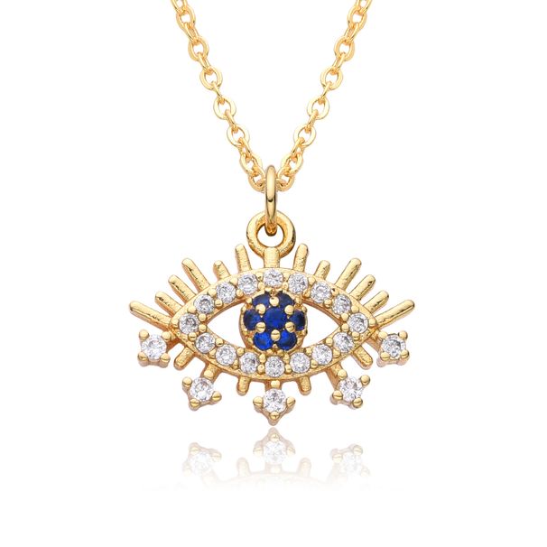 Devil's Eye Pendant Necklace - Micro Inlaid Zircon Geometric Design, Fashionable Clavicle Chain For Women, All-Match Statement Jewelry_ipsvogv.com